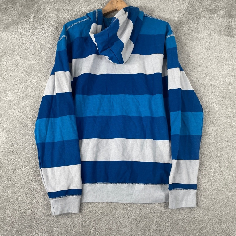 Ocean Pacific Hoodie Mens Medium Blue Striped Surf Skater Y2K Full Zip Hoodie - Picture 6 of 9